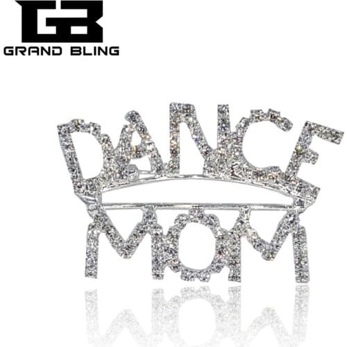 Blingbling Rhinestone Brooch Jewelry "DANCE MOM" Pin Unique Gift to Mother