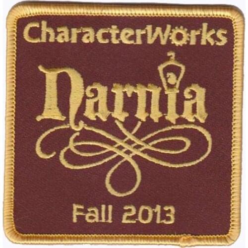 Embroidered Patch with Narnia Logo Embroidered Labels for Clothing Merrow Border and PVC Backing Accept Custom and MOQ50pcs