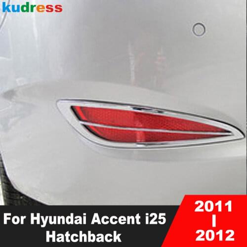 Rear Foglight Cover Trim For Hyundai Accent i25 Hatchback 2011 2012 ABS Chrome Fog Lamp Light Frame Trims Car Accessories 2pcs
