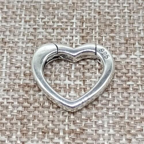 925 Sterling Silver Love Heart Lobster Claw Clasps for Bracelet Necklace