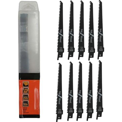 10pcs High Carbon Steel Reciprocating Saw Blades for Wood Fast Cutting Wood Working Saw Blades for Reciprocating Saw Power Tools