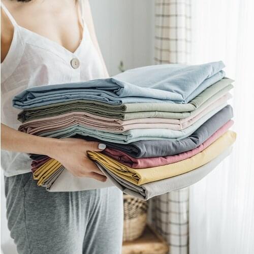 100% Cotton Simple Solid Color Japanese Bedspread Bed Cover Non Slip Fitted Sheet Bed Protect Mattress Cover For Home/hotels