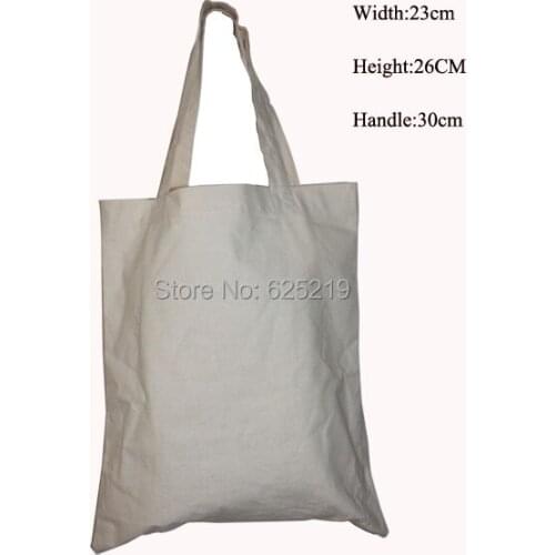 150g/m2 100% cotton fabric (10pcs/lot) 20*25cm/9*10.2inch cotton shopping bag organic natural tote bag hand length handle