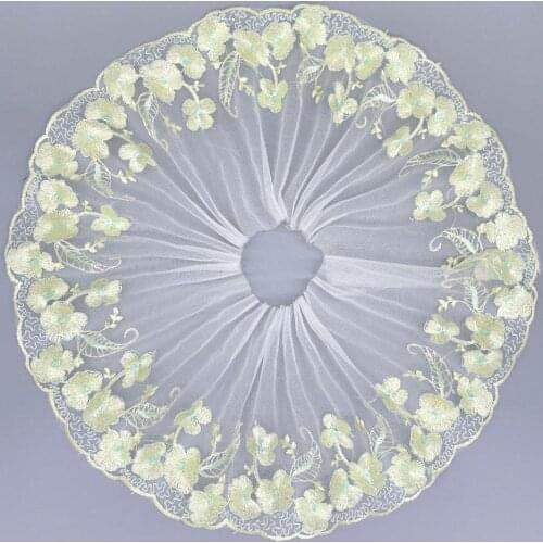 2Y 17cm Wide Yellow Flower Embroidery Floral Lace Hight Quality Lace Fabrics Embroidered Lace Trim