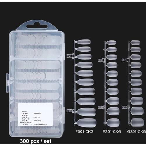 300 PCS/Box Professional Different Styles Acrylic Nail Tips Full Cover Ultra-Thin Matte Surface Polished False Nail Tips
