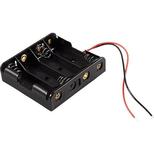 4 Pieces Battery Holder Case Black Case For 4 X 1.5V AA Batteries