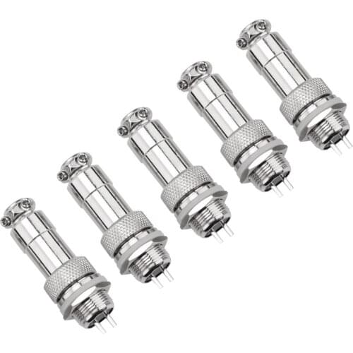 5pcs/Set GX12 2Pin Male/Female Panel Metal Aviation Plug Socket Connector Small Instrument And Meter Car DVR Security Monitoring