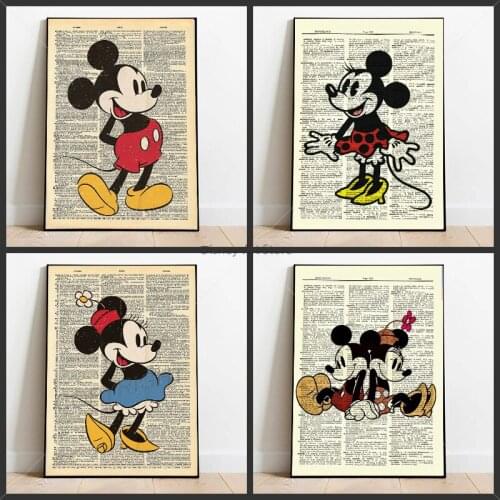 Full Drill 5D DIY Diamond Painting Retro English Newspapers Mickey Mouse Disney Anime Embroidery Cross Stitch Home Decor Gift