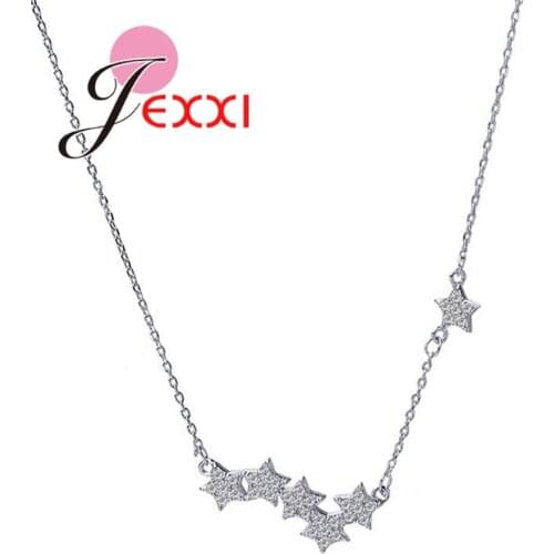 Fast Delivery 925 Sterling Silver Crystal Stars Necklaces & Pendant Statement Necklace for Women Hot Fashion Jewelry Accessory