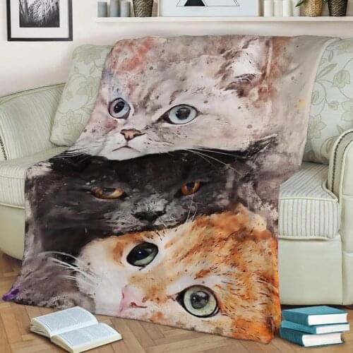 Black Cat Flannel Throw Blanket 3D Printed Keep Warm Sofa Child Blanket Home Decor Textiles Dream Family Gift