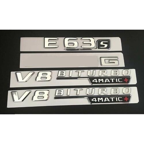 Chrome E63s for AMG V8 BITURBO 4MATIC+ Trunk Fender Badges Emblems