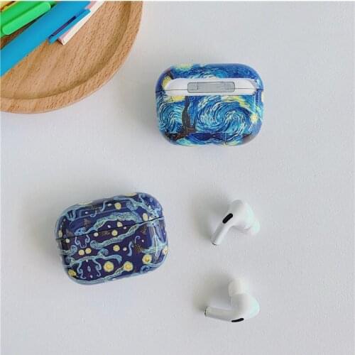 Artist Painting Van Gogh Earphone Case For Airpods Pro Hard PC Protective Cover Airpods 1 2 Flower Charging Box Fundas