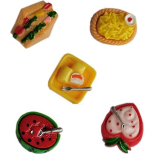 Simulation Food Burger French Fries Fruit Popsicle Resin Cabochons Scrapbooking For Decoration Doll house Accessoriesm Flatbac