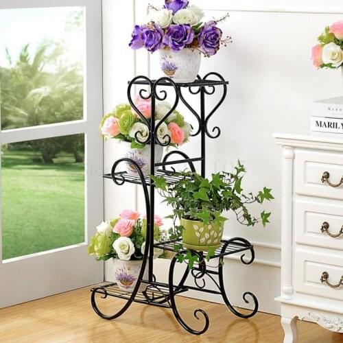 Wrought Iron Multilayer Flower Other Solid Wood Flowerpot Wearing Sitting Room Balcony Indoor Floor Type Multifunctional Showy S