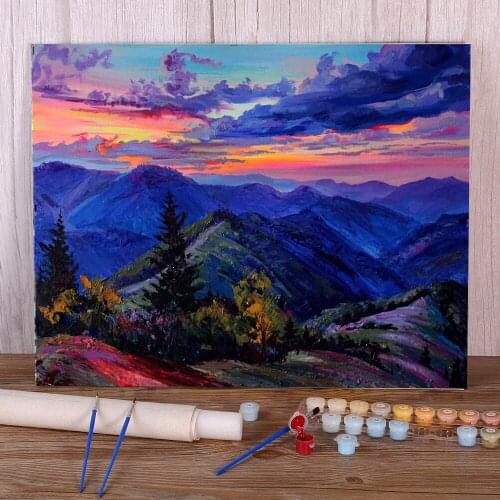 Landscape Evening Coloring By Numbers Painting Package Acrylic Paints 40*50 Paiting By Numbers Handmade Crafts Wholesale