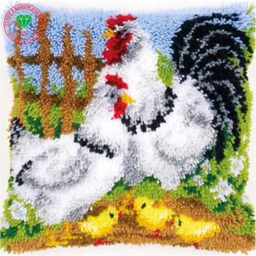 Needlework Diy Pillowcase sets embroidery stitch thread Latch hook rug kits crochet hooks Cross-stitch cushion Pillowcase Cock