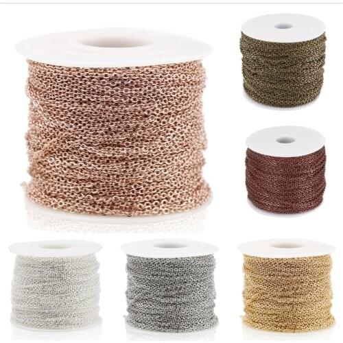 100m/roll Iron Cable Chains Unwelded Metal Chain Links For Jewelry Making Bracelet Necklace DIY Materials Findings Accessories