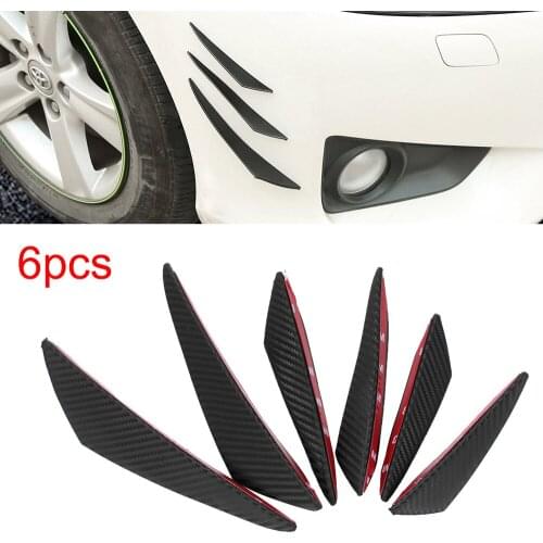 New Coming 6x Universal Carbon Fiber Look Front Bumper Fin Splitter Spoiler Canard Valence Universal Rubber Sticker Durable