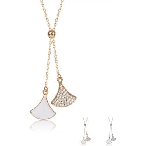 SILVERHOO 925 Sterling Silver Cubic Zirconia Small Skirt Woman Necklace Fine Jewelry Fashion Pendant for Girlfriend Gift