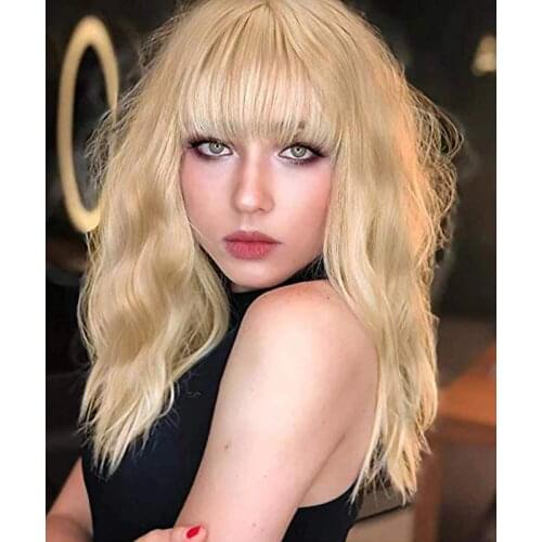 Natural Wave Remy Human Hair Wig For Women Color Ash Blonde Lace Front Wigs Brazilian Blonde Human Hair Wigs with Bangs