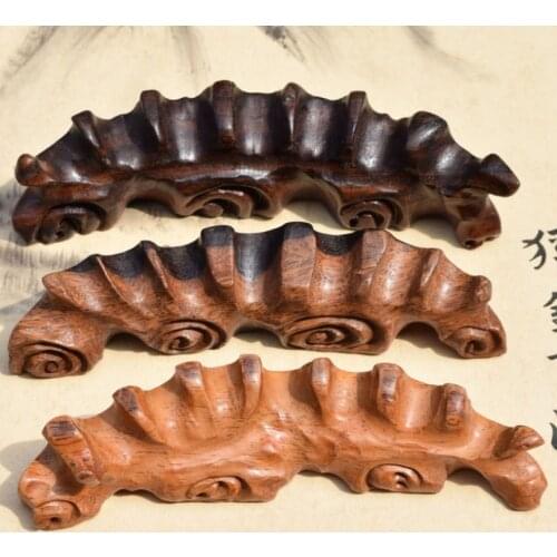 Natural Chinese Wooden Long Paint Brush Pen Stand Pen Holder Ancient Carved Style