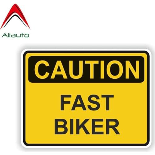 Aliauto Warning Sticker Caution Fast Biker Waterproof Reflective Cover Scratches Decal Car Accessories PVC for KIA VW,14cm*10cm