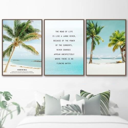 Reef Sea Palm Tree Girl Quotes Landscape Nordic Posters And Prints Wall Art Canvas Painting Wall Pictures For Living Room Decor