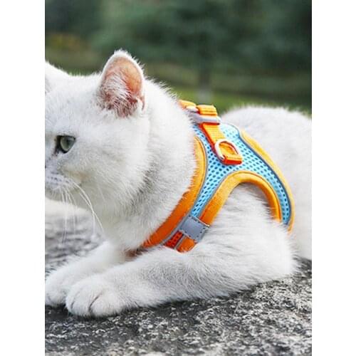10 Colors Pet Dog Cat Harnesses Vest with Reflective Strips Walking Lead Leash Adjustable Soft Mesh Vest for Pet Outdoor Supply