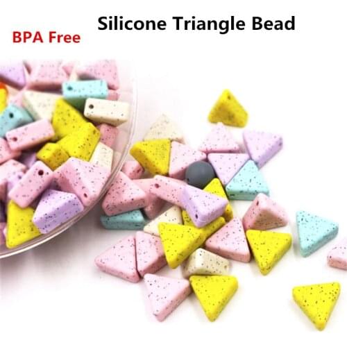 Chenkai 50PCS BPA Free Silicone Triangle Teether Beads Pendant DIY Baby Shower Chewing Pacifier Dummy Toy Accessories