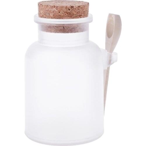 Scrub Bath Salt ABS Bottle Sealed Jar Wooden Spoon Soft Cork Storage Stopper Bottle Frosted Seal Refillable Mask Powder Jar