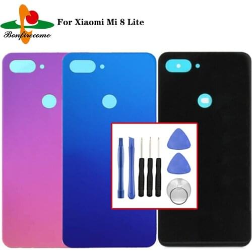 For Xiaomi Mi 8 Lite Glass Case Back Battery Cover Rear Door Housing Protective Cover Replacement For Xiaomi Mi8 Lite