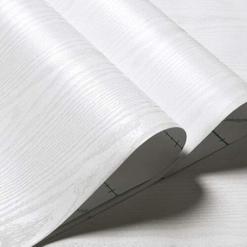 Pure White Wood Grain Textured Contact Paper Vinyl Film Self-Adhesive Wallpaper Shelf Liner Removable Peel-Stick Countertop