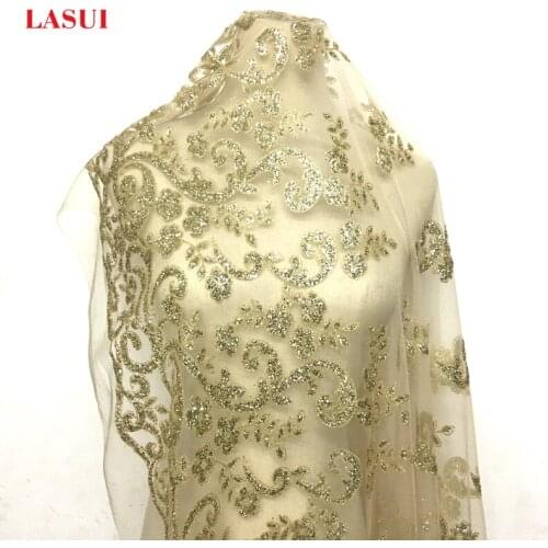 1 Meter 2020new Gold Seqins Powder Made Fabic For Wedding Party Dress Skirt House Decoration Desinger Accessories L11062