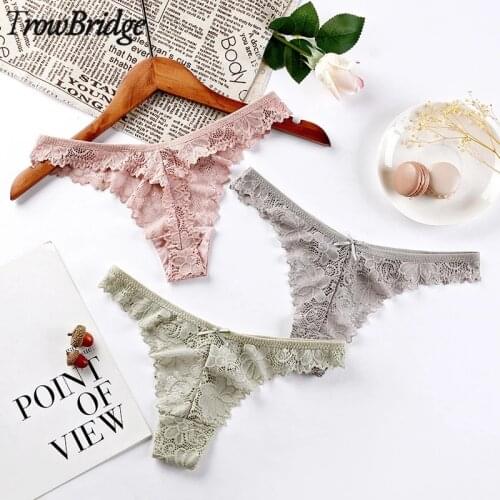 TrowBridge Sexy Lace Underwear Erotic Womens Panties Sweet Bow G-Strings Hollow Out Lingerie Hot Sale Female Thongs Cozy T-Back