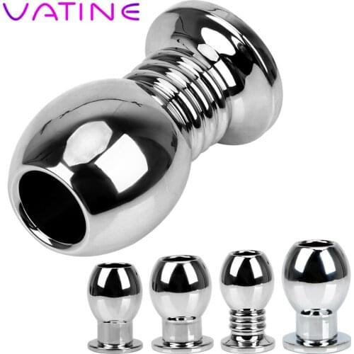 VATINE Douche Enema Prostata Massager Sex Toys For Woman Men Gay Metal Butt Plug Hollow Anal Plug Anal Dilator Peep Vaginal