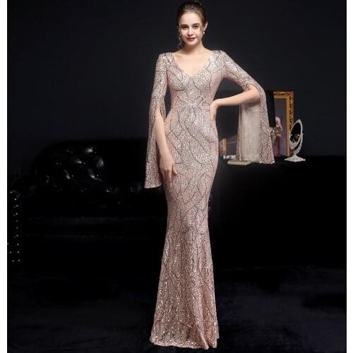 Burgund Evening Dress Long Sleeve YIDINGZS Elegant Mermaid Long Formal Evening Party Dress YD782