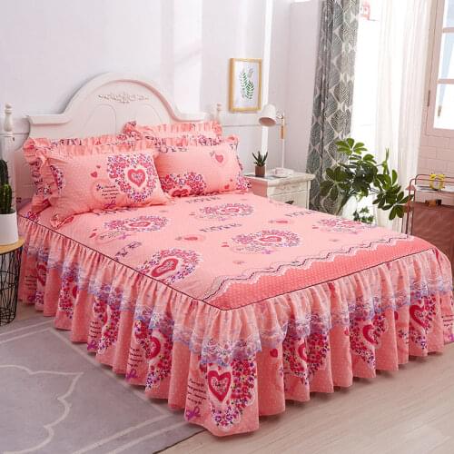 High Grade Luxury Soft Bed Skirt Thin section Bed Cover Skirt King Queen Pad Bedspread With Pillowcase Textile Bedding Bed