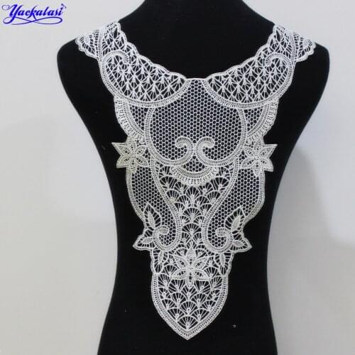 YACKALASI Garment Lace Collar 3d Floral Patches Print Flower Appliqued Sewing Trims For Dress Back