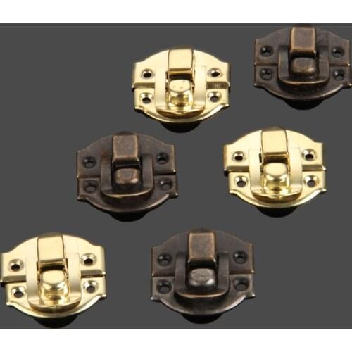 10Pcs Antique Jewelry Chest Box Hasps Lock Catch Latches Jewelry Suitcase Buckle Clip Clasp Vintage Hardware 27*29mm With Screws