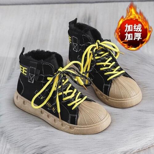 Winter Warm Hightops Running Shoes Women Sneakers Womens High Sports Shoes Sport Sneakers Woman Black Fur Tennis Girly A-1516