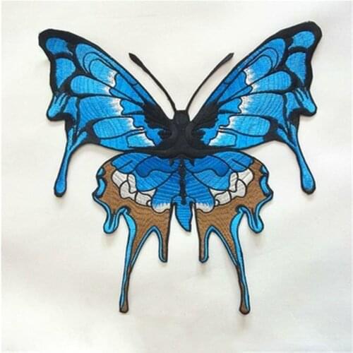 1Pcs Embroidered Cloth Patches Big Butterfly Iron on Sew on Embroidery Stickers DIY Patch Clothing Appliqued Badges 25cmx9cm