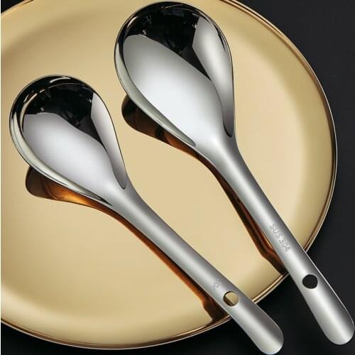 304 Stainless Steel Large Soup Spoon Rice Paddle Scoop Non-stick Ladle Kitchen Table Serving Accessories