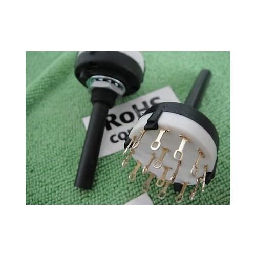 4 Pole 3 Position 4P3T Long Shaft Solder Car AUX Audio ROTARY SWITCH 4P3A 50pcs