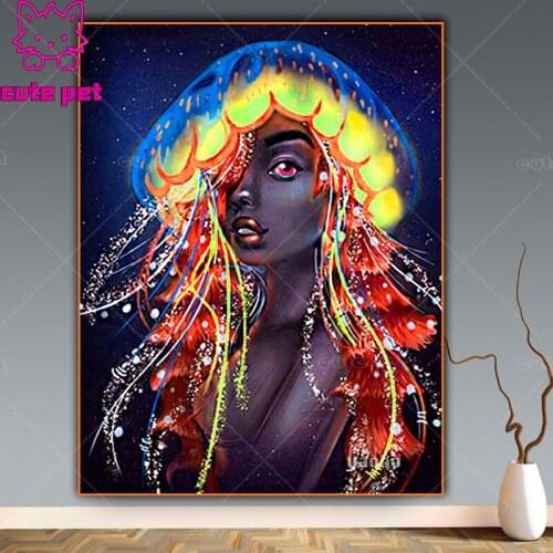 Diamond Painting Full Drill Jellyfish girl 5D DIY Diamond Art Embroidery Cross stitch New Arrival Mosaic puzzle Home Decor Gift