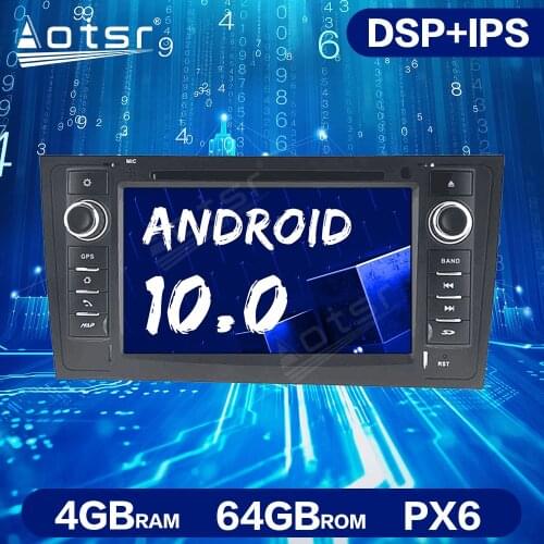 Android 10.0 PX6 4GB+64GB DSP Car GPS Navigation for Audi A6 4B C5 1997-2005 Auto Stereo Multimedia Radio DVD Player Head Unit