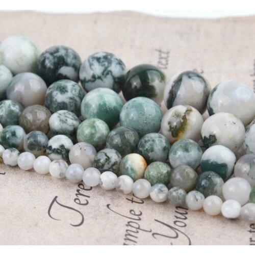 Tree Agates Natural Stone Beads Round Loose Spacer Bead For Jewelry Making DIY Bracelet Necklace 15'Strand 4/6/8/10/12mm