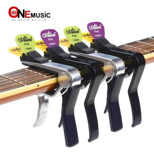 Alice Black And Silver Capo For Acoustic/ Electric/ Classical Guitar, Cappo On Guitarra With Pick Holder New