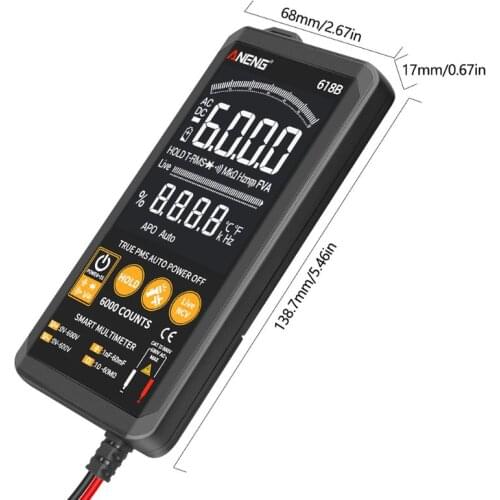618B Digital Multimeter Touch DC/AC Analog True RMS Transistor NCV Tester Meter