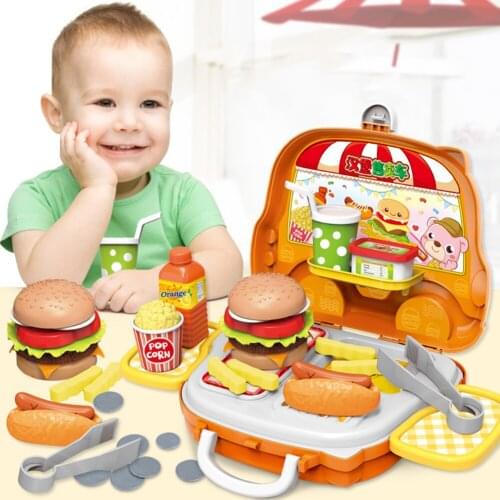 Childrens Burger Sale Car Makeup Suitcase-style Play House Toys Set Hamburger/Make Up Pretend Toy Interactive Activity Gift