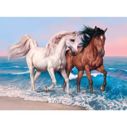 Dispaint 5D Diamond Pattern Rhinestone Needlework Diy Diamond Painting Cross Stitch "Animal horse" Diamond Embroidery A27271